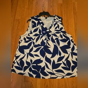 SHEIN Navy Leaf Print Blouse